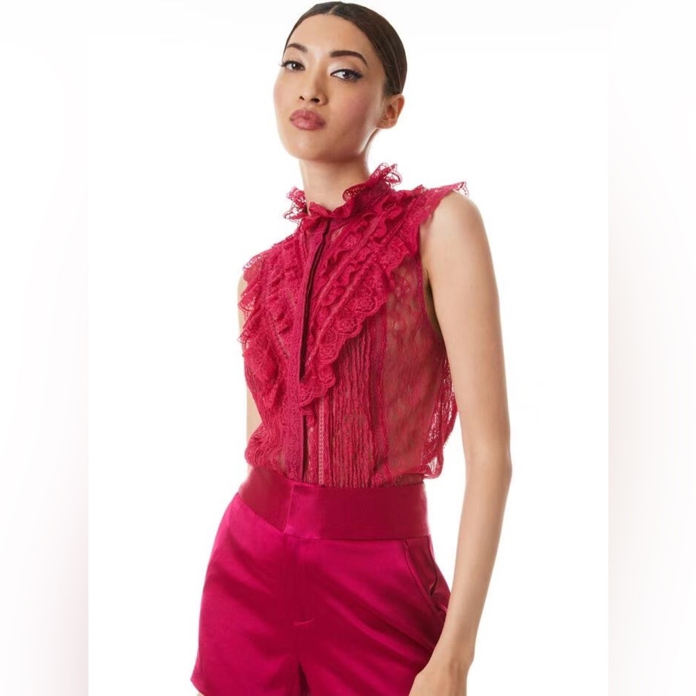 NWT Alice + Olivia Rheba Sleeveless Lace Top Blouse